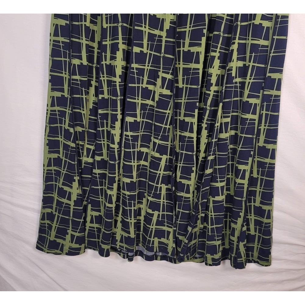 Perceptions New York Dress Womens M Blue Green Sleeveless Midi Tie‎ Waist Career - Picture 6 of 13